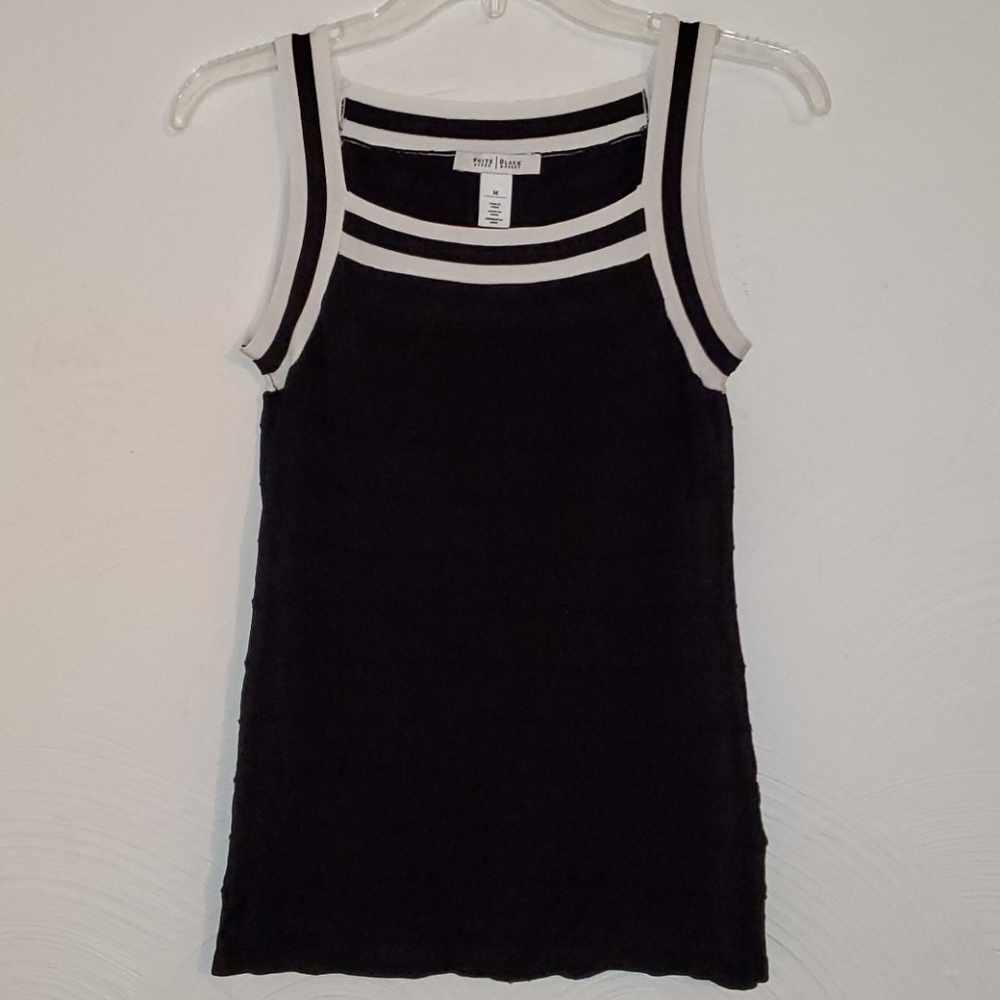 White House Black Market Striped Black and White Tank Top